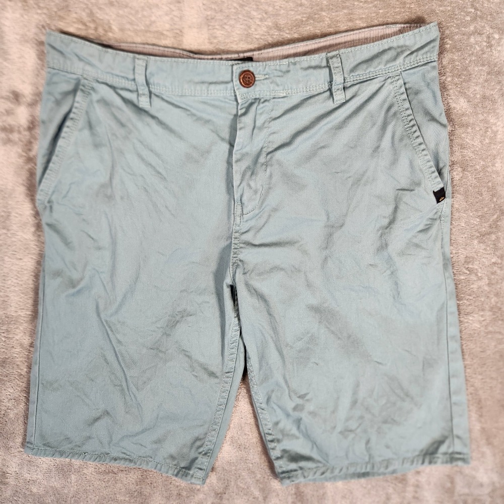 Quiksilver Chino Shorts Mens 33 Straight Fit Blue Green Canvas EUC